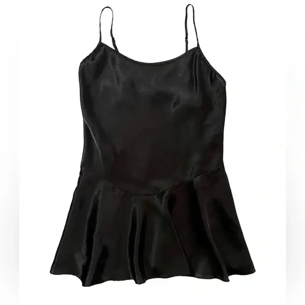 Vintage Victoria’s Secret Collection Black Satin Peplum Cami - Image 2