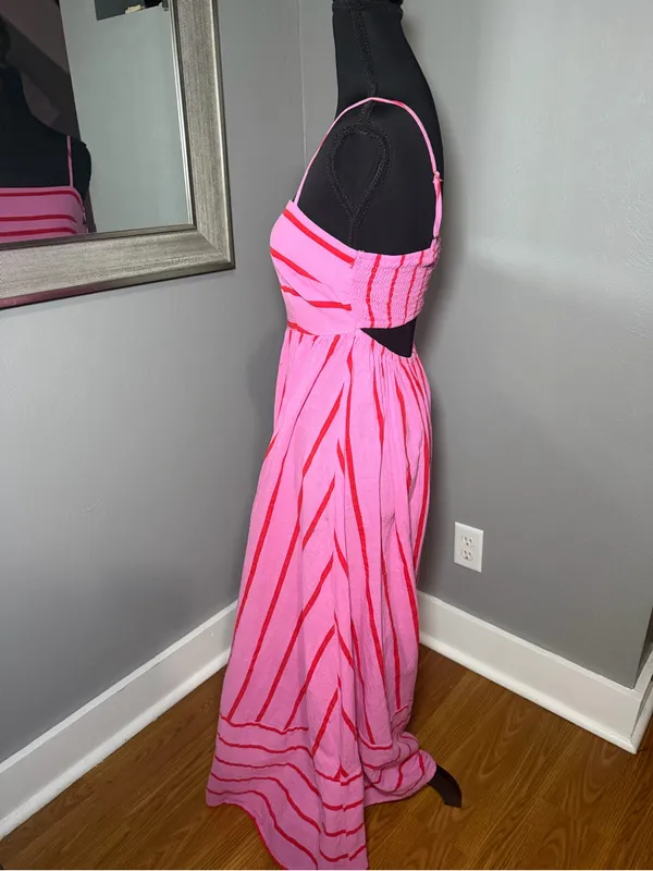 Petal & Pup Pikie Candy Striped Barbie Preppy Maxi Dress Medium. - Image 3