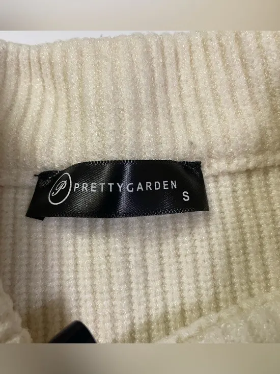 PrettyGarden Cream Sweater Tan Stripes size S - Image 2