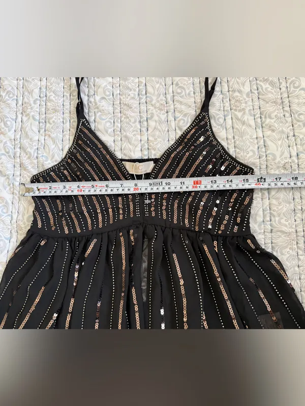 NWT LIC Lizette Collection Black Sequin Beaded Peplum Cami Tank Top S Party Glam - Image 7