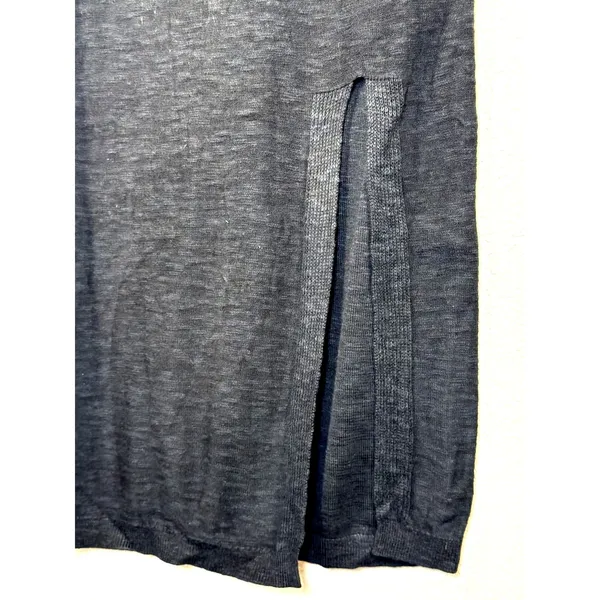 Free People FP Beach Maxi Dress Medium Black Knit Long Sleeve Side Slit Scoop Ne - Image 5
