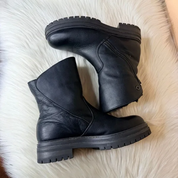 Avellini Leather Faux Fur Convertible Ankle Moto Boots Size 41/US 9.5 - Image 9
