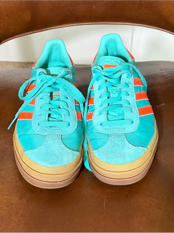 adidas Gazelle Bold Womens Fashion Sneakers in Green Orange size 6.5 platform - Image 2