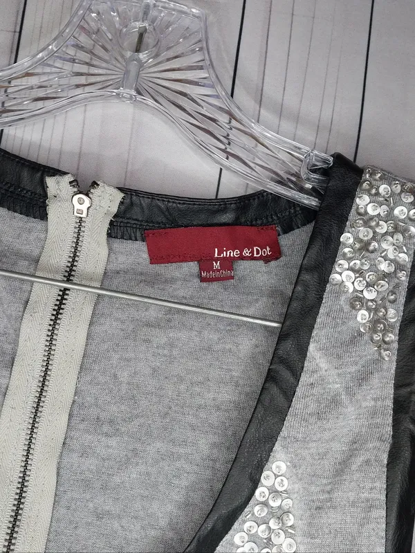 Revolve Line & Dot Silver Boho Glam Sequin Festival Glitzy Tank Top - Gray NWT - Image 2
