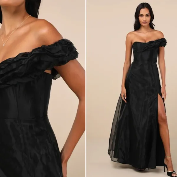 LULU's Chic Sexy Elegant Flowy Prom Wedding Sophisticated One Shoulder Maxi - Image 3
