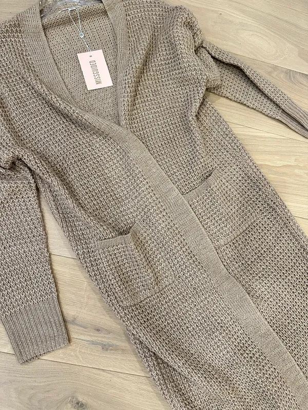 Knitted Cardigan Tan - Image 2