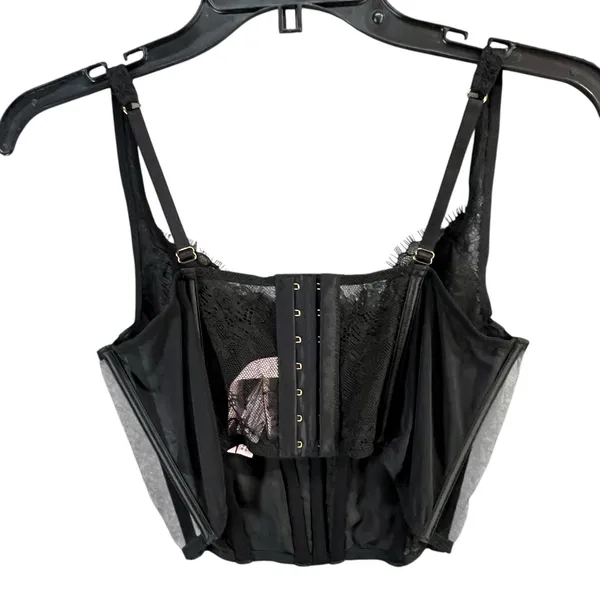 Victorias Secret Dream Angels Corset Top Womens M Black Unlined Lace Up Romantic - Image 8