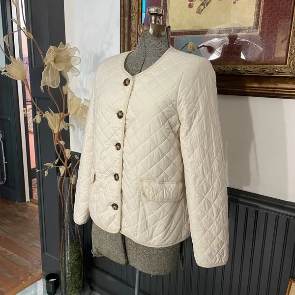 J.Crew Signature Puffer Lady Jacket Dusty Ivory Quilted PrimaLoft Sz 6 🧡🎀 - Image 6