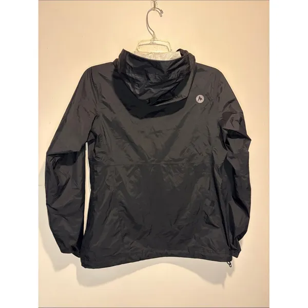 Marmot Black Lightweight Hooded Raincoat 1/2 Zipper + Zip Pockets Lined Size XS - Image 2