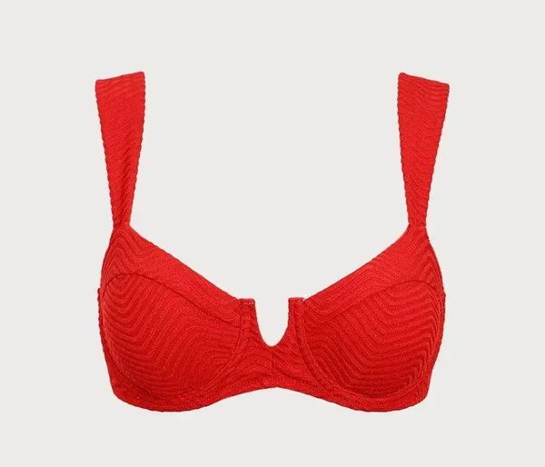 BERLOOK Red V Notch Underwire Bikini TOP ONLY 03 Size M - Image 5