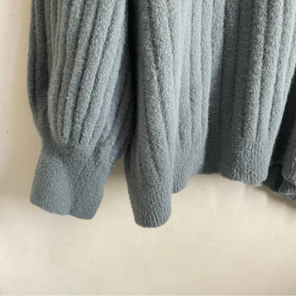Aerie Buttercream Ribbed Oversized Sweater Green XL Soft Crewneck Pullover - Image 8