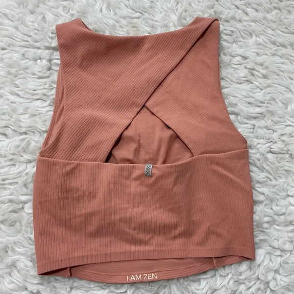 Rhone Zen Tank Top Pink Ribbed Cross Back Activewear XS - Image 2