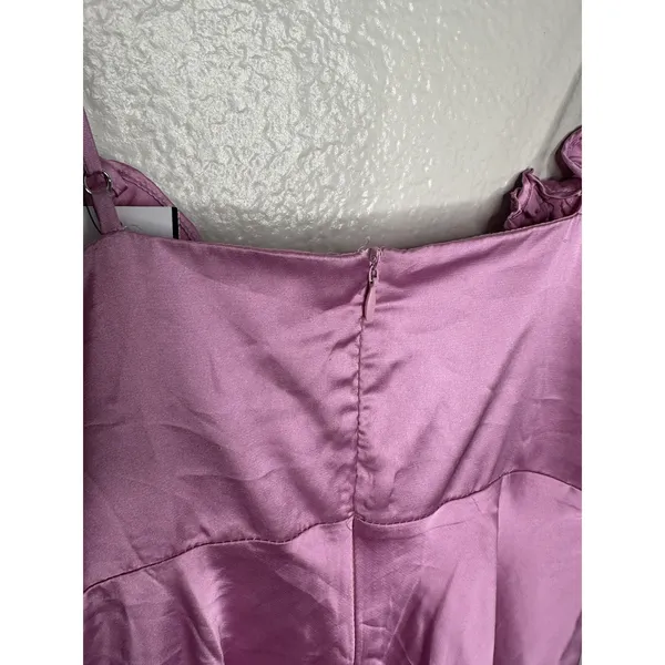 NEW ASTR The Label Dress Womens Medium Pink Orchid Satin Mini Adjustable Straps - Image 4