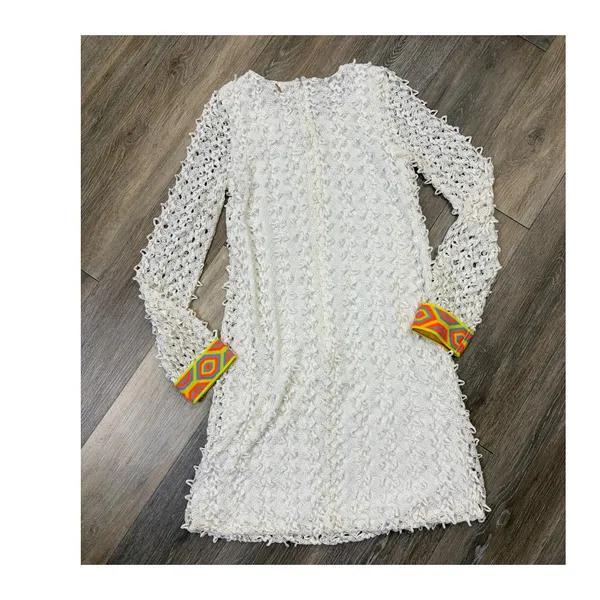 Tbags Los Angeles Textured Dress Womens Small Cream Long Sleeve - Image 2