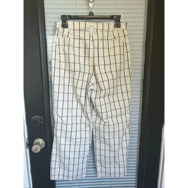 Madewell Slim Emmit Wide Leg Crap Pants Beige Black Striped 28 - Image 12
