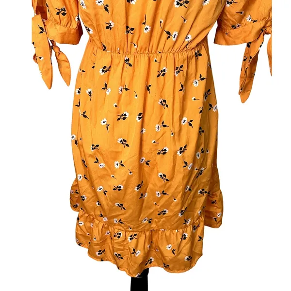 Vero Mada Orange Floral Ruffle Mini Dress Cottagecore M NWT Boho Cute Romantic - Image 8