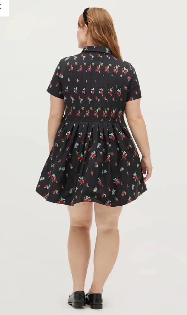 Hill House The Rosalind Dress in Black Ikat Floral Taffeta - Image 2