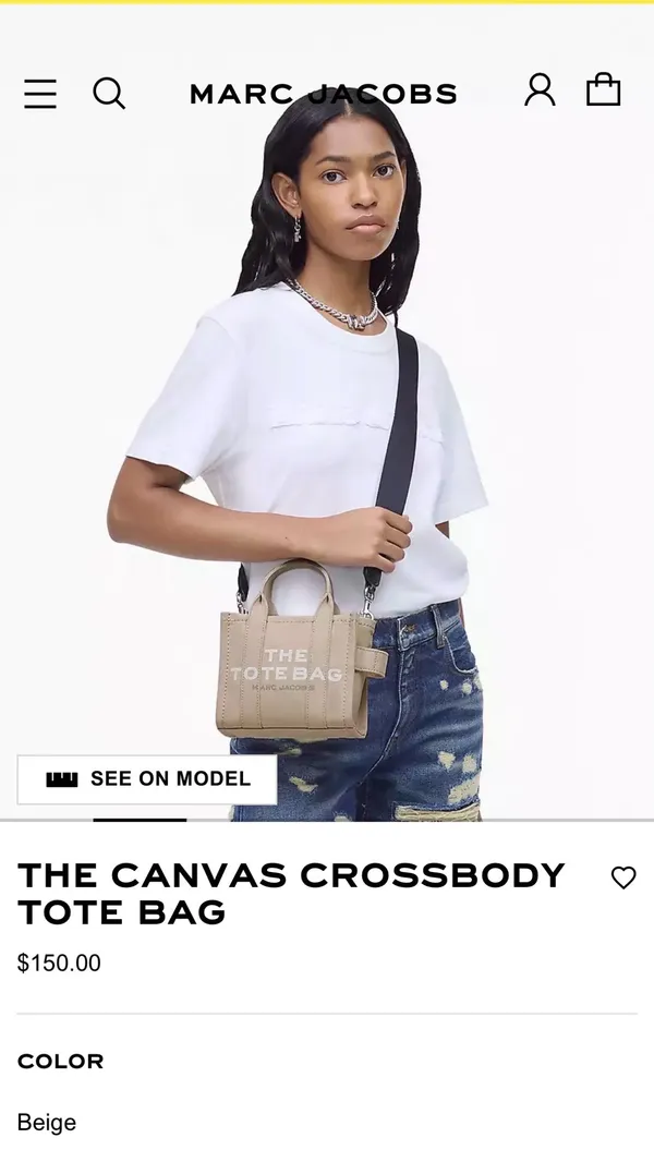 Beige Marc Jacob’s The Canvas Crossbody Tote Bag - Image 7