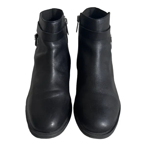 Hush‎ Puppies Mazin Cayto 9 Black Leather Ankle Boots Buckle Moto Bootie Comfort - Image 5