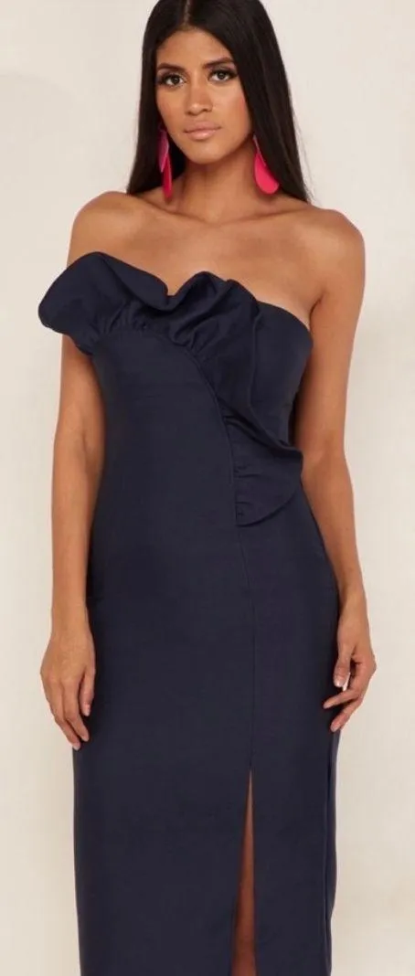 Keepsake Navy Ruffle Midi Dress - Image 2