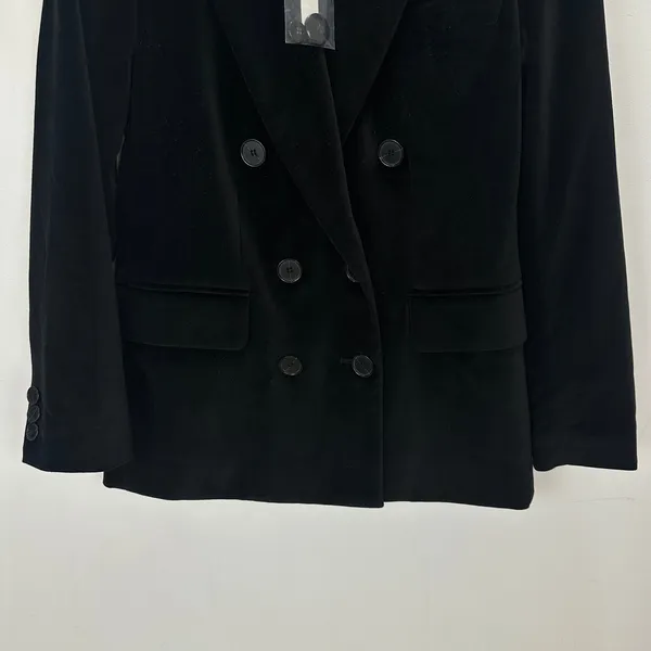 Madewell Peak-Lapel Double-Breasted Blazer in Velvet Classic Black XXS NWT - Image 10