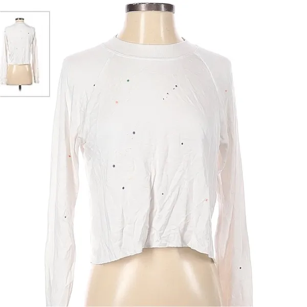$74 Splits59 X Bandier collection white paint splatter sweatshirt XS - Image 2