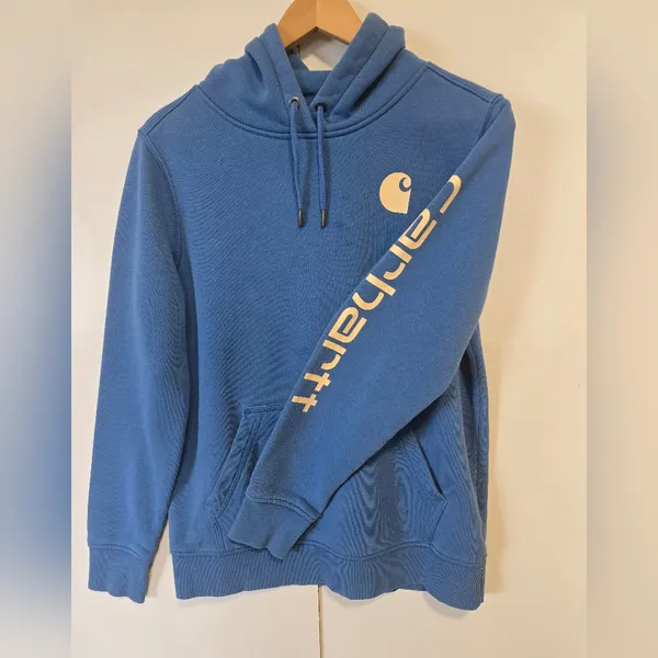 Carhartt Women's Blue & White Hoodie Size M - Image 5