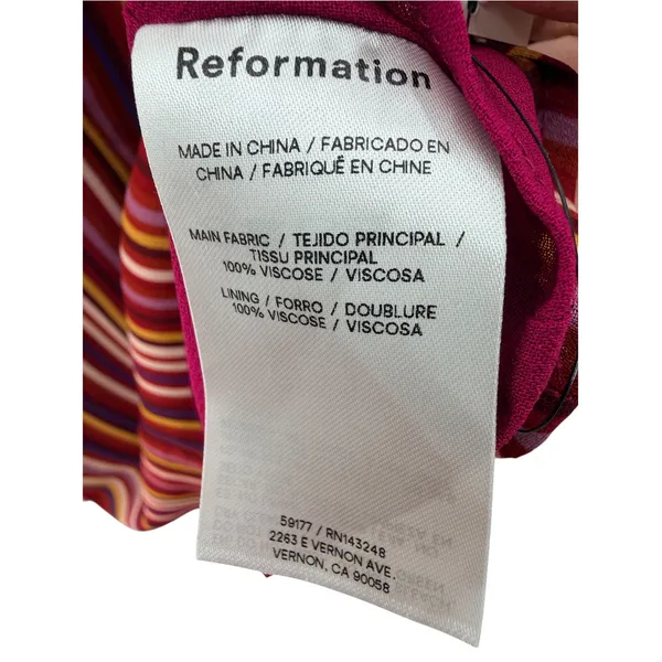 Reformation Bibi Dress Rio Stripe Multi Striped Halter Backless Keyhole Sz 6 NEW - Image 8