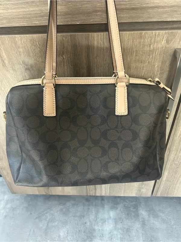 Coach Nancy Satchel Signature Brown Logo Print Purse Bag EUC - Image 15