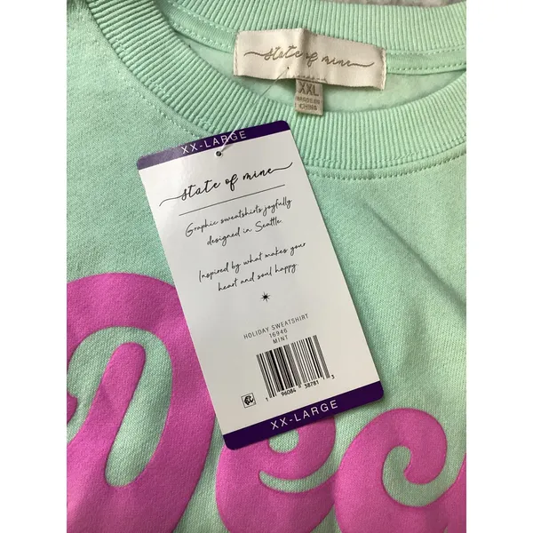 State of Mine Mint Green Deck the Halls Holiday Graphic Sweatshirt XXL NEW‎ - Image 5