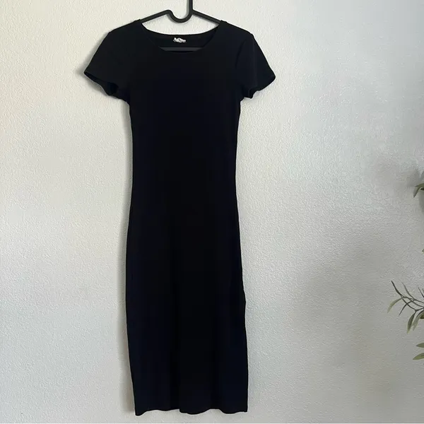 Cotton On Black Ribbed Midi Dress Size XS - Image 3