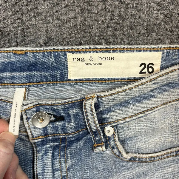 Rag & Bone Light Blue‎ Wash Ankle Skinny Cropped Jeans Womens 26 - Image 6