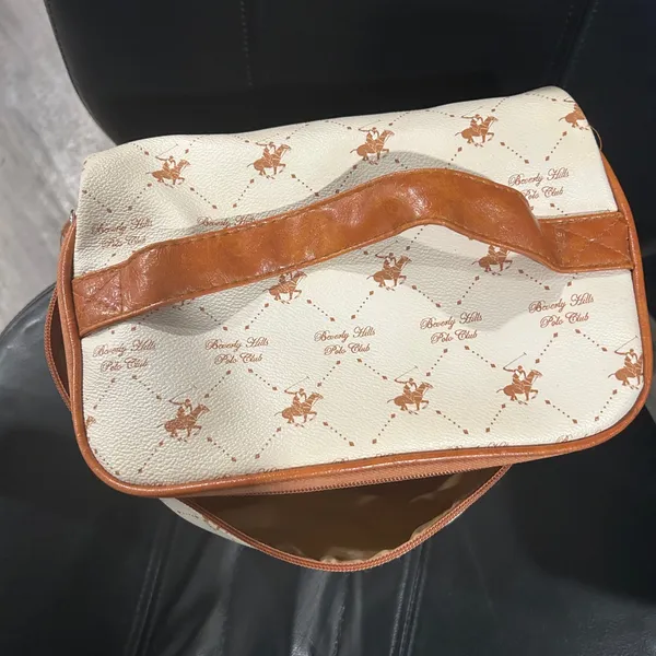 Beverly Hills Polo Club Cream and Brown Patterned Makeup bag - Image 6