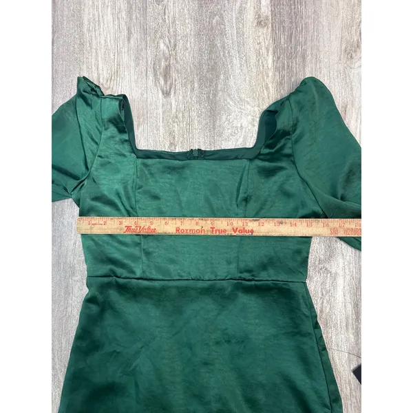 Lulus Got The Love Emerald Green Satin‎ Square Neck Mini Dress Size Small NEW - Image 8