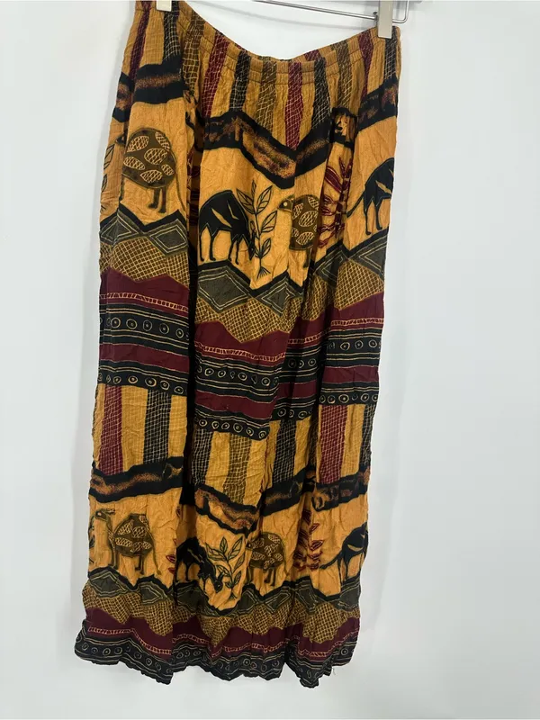 American Vintage Vintage Y2K African Animal Maxi Skirt Size Large Boho Whimsical Flowy - Image 3