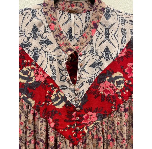 Free People Wildflower Bohemian Fields Long Sleeve Multicolor Tunic - Image 6