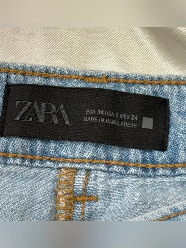 Zara Z1975 High Waisted Wide Leg Jeans With Darts 2 Blue Boho Baggy Minimal Chic - Image 11