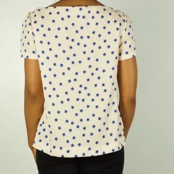 Zara Womens Size S‎ Star Print Chiffon Boatneck Blouse - Image 2