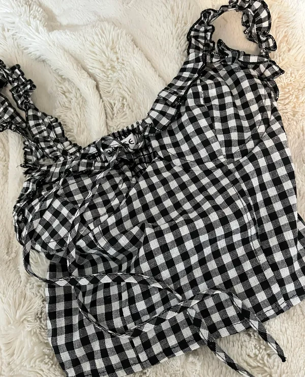 Tiger Mist Gingham Top - Image 6