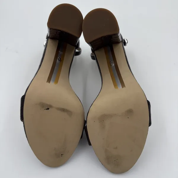 Sam Edelman Womens Yaro Sandal 10.5 Eggplant Leather Chunky Heel Ankle Strap - Image 10