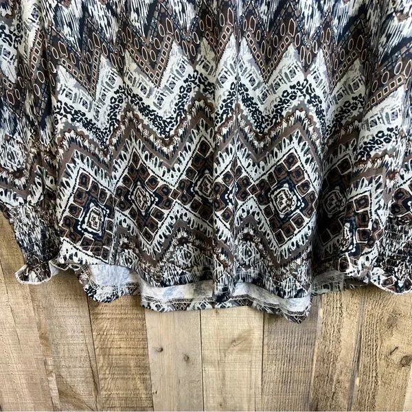 Unbranded Xxl Tribal Print Notched V-Neck Top w/Long Puff Sleeve & Shirr… - Image 7