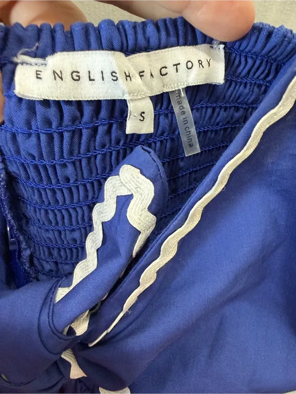 English Factory royal blue mini dress white ricrac trim small - Image 4