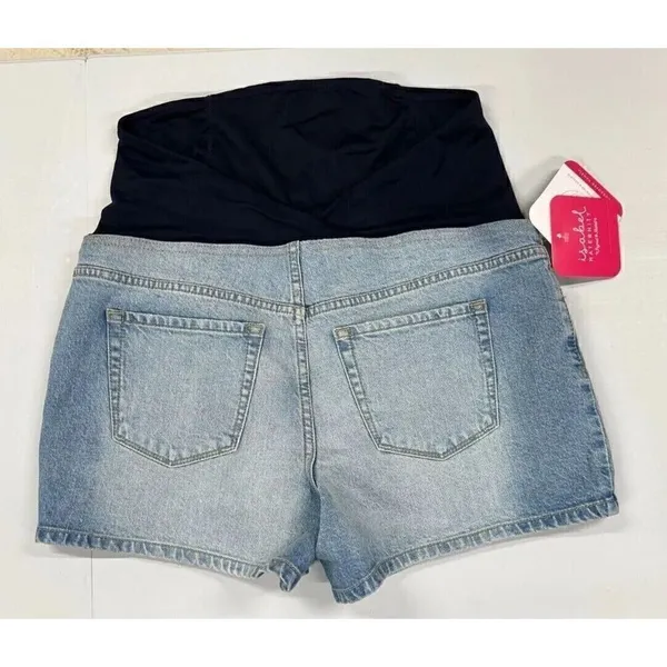 ISABEL MATERNITY Jean Shorts Size 2/26 Crossover Panel - Light Wash - Image 2