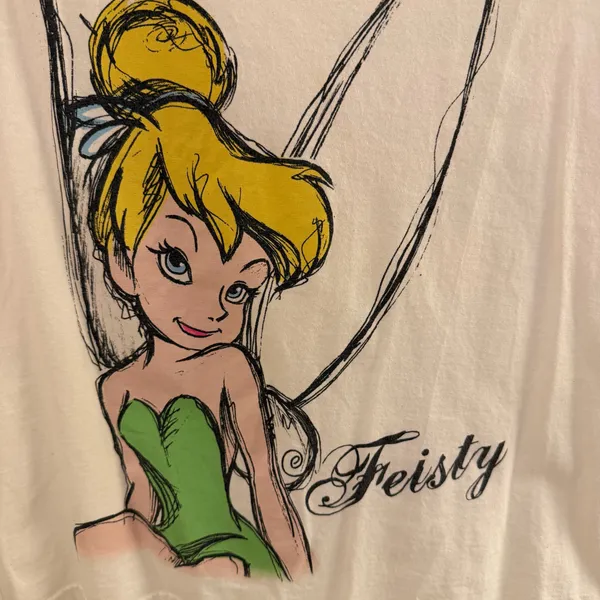 Disney White Tinker Bell Feisty Cotton Graphic T-shirt Extra Small - Image 3