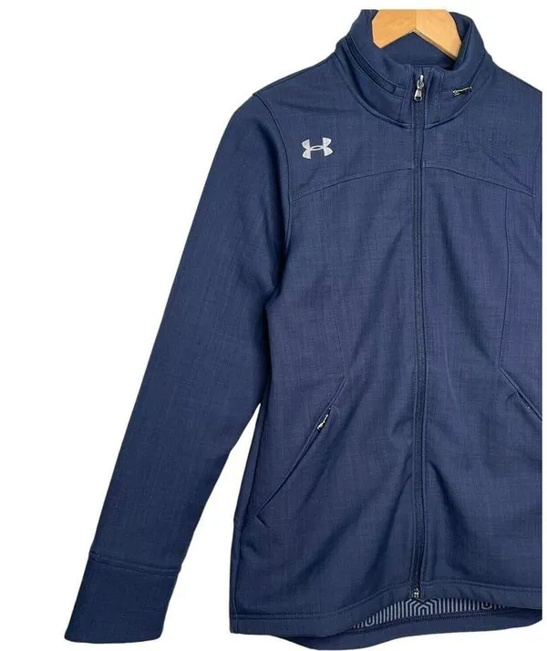 Under Armour Jacket Womens XS Loose ColdGear Pockets Full Zip Hoodie Sporty Blue - Image 7
