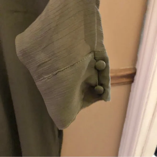 ASOS Design Long Sleeve V‎ Neck Faux Wrap MIDI Dress Olive Green 4 - Image 5