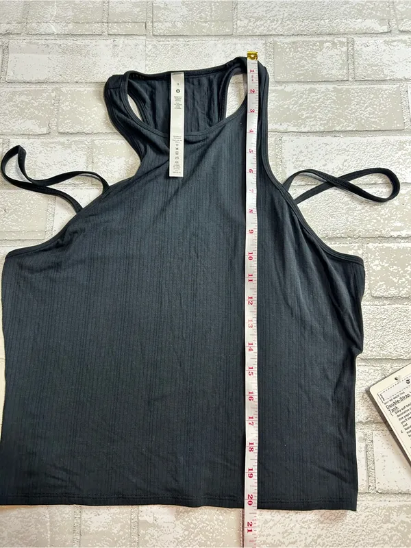 lululemon athletica Double Strapped Yoga Tank - Ribbed Black Size 8 - Image 7