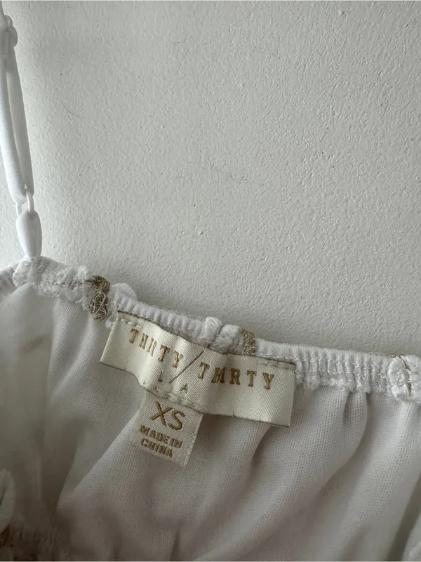 Thirty Thirty White and‎ Gold Romantic Floral Cami Top - Image 5