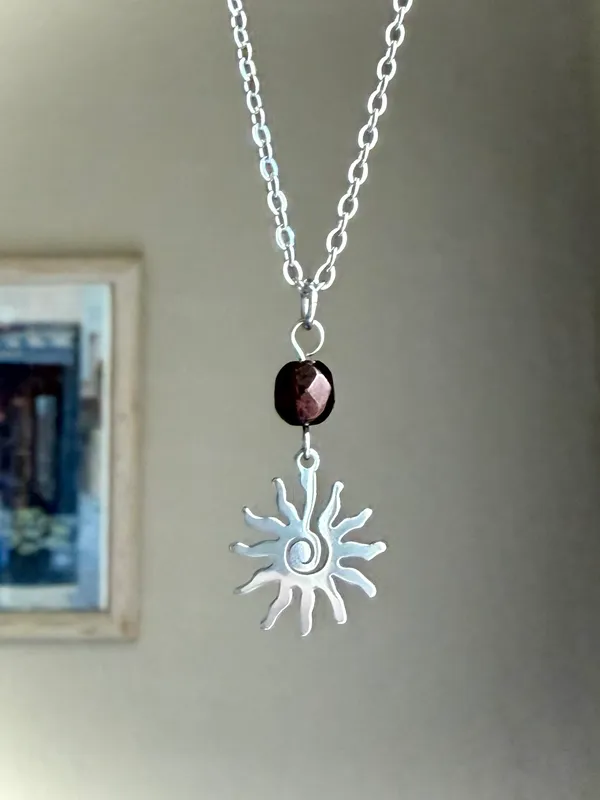 Handmade retro vintage boho funky style quality Czech glass & sun necklace☀️ - Image 4