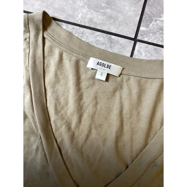 AGOLDE Risha Tee V-Neck Short Sleeve T-Shirt Tan Khaki AE3257-1628-DUP Women S - Image 3